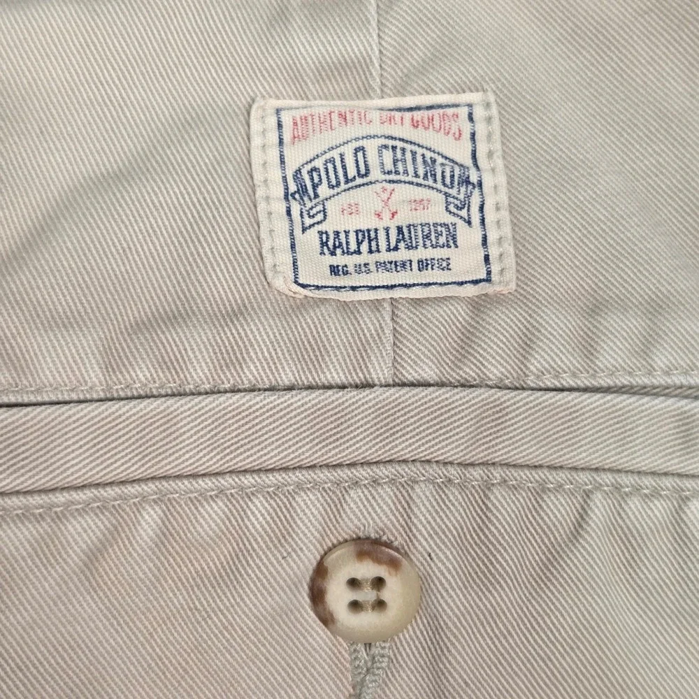 Vtg Polo Ralph Lauren Chinos Mens 33x26‎ Tan Pleated Made in USA Khaki Pants